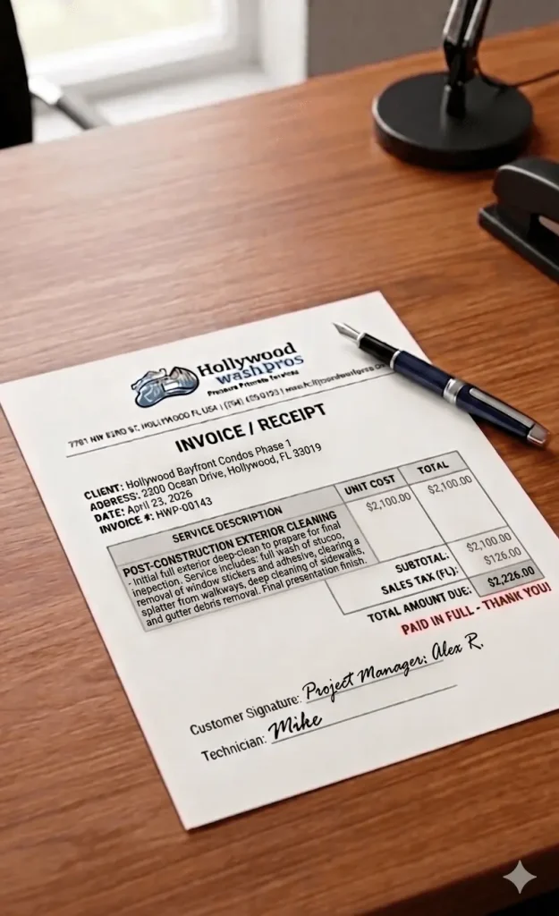 Post-Construction Site Handover Valuation & Itemized Site Clearance Invoice
